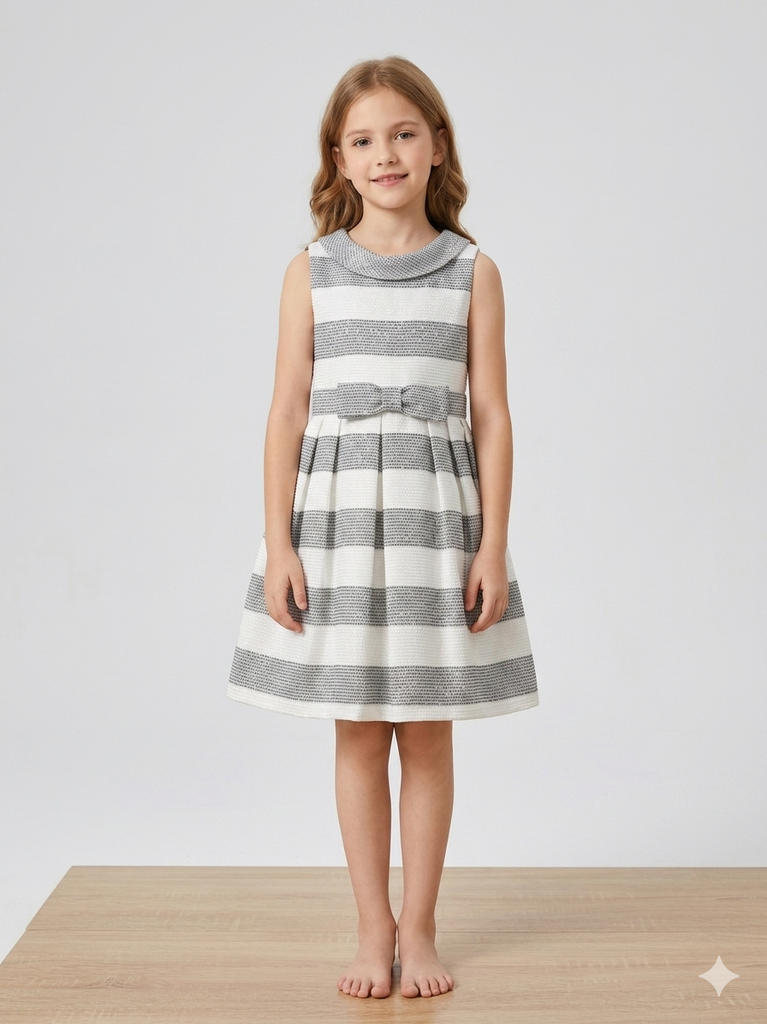 Robe à Rayures avec Nœud (Rose, 4Y)