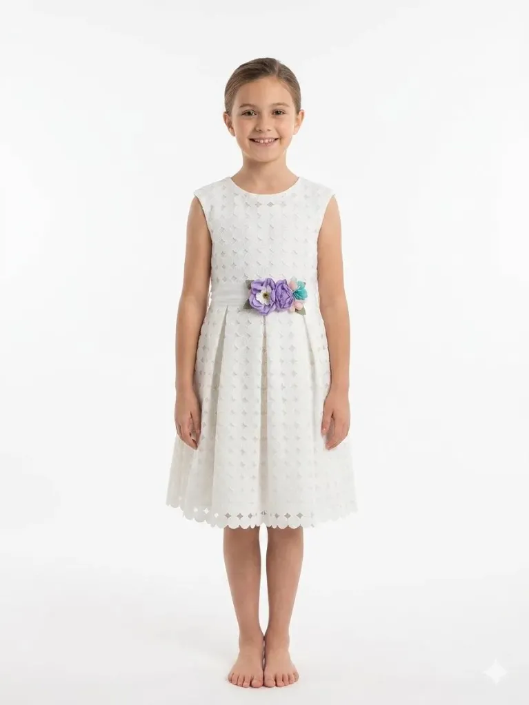 Robe en Guipure avec Fleurs (4Y)