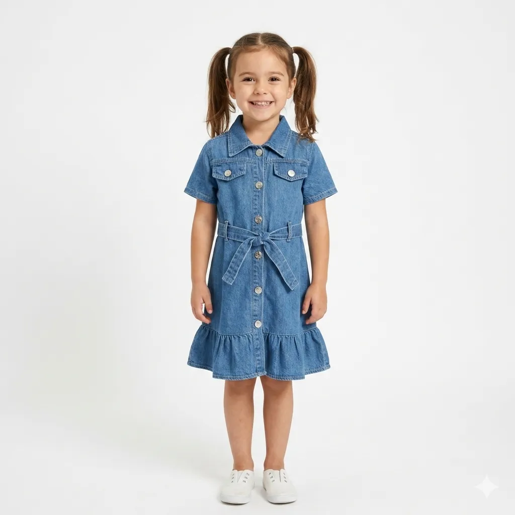 Robe en Jean Ceinturée (Motif 2, 6Y)
