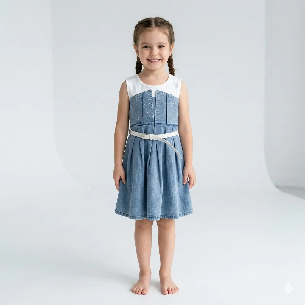 Robe Chasuble en Jean et Tulle (5Y)