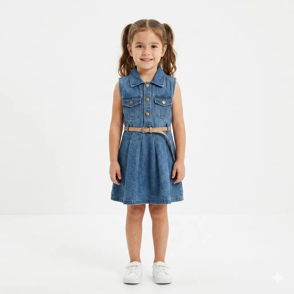 Robe Trapèze en Jean (Bleu, 4Y)
