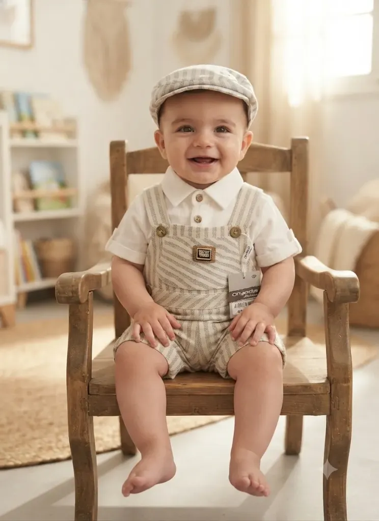 Ensemble Chemise, Salopette Rayée et Casquette